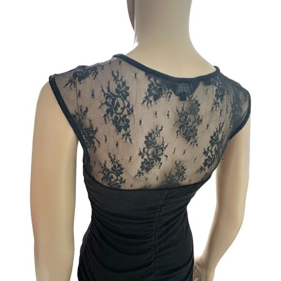 Guess Los Angeles Witchy Black Lace Ruched Bodycon Dress (L) - Picture 8 of 16